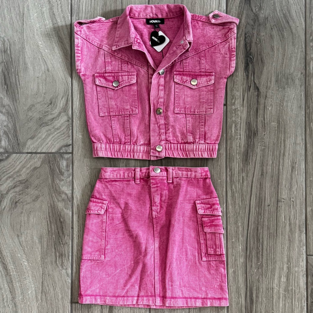 Kids Pink Denim Set